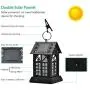 Solar Lanterns - Solar Lights Metal Flickering Flame Hanging Solar Lights Waterproof Umbrella LED Flame Lights Hanging Lamps for Garden Patio Pathway Deck Yard (2 Pack)