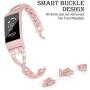 Wearlizer Compatible with Fitbit Charge 3 / Charge 4 Bands for Women Metal Replacement Charge 3 hr Band Strap with Bling Rhinestone Bracelet Bangle for Fitbit Charge 4 Special Edition - Rose Gold