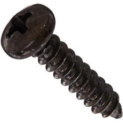 Steel Sheet Metal Screw, Black Zinc Plated Finish, Pan Head, Phillips Drive, Type AB, #4-24 Thread Size, 1/2'' Length (Pack of 100)