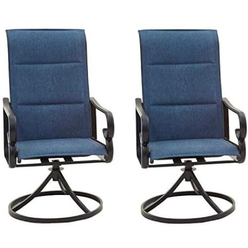 Top Space Patio Dining Chairs High Back Outdoor Swivel Rocker Set with All Weather Frame (Blue,Set of 2)