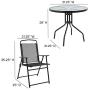 Flash Furniture Nantucket 6 Piece Black Patio Garden Set with Table, Umbrella and 4 Folding Chairs
