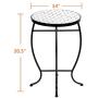 VINGLI Mosaic Outdoor Side Table, 14'' Round End Table, Accent Table,Glass Top Black Iron,White Cloud