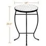 VINGLI Mosaic Outdoor Side Table, 14'' Round End Table, Accent Table,Glass Top Black Iron,White Cloud VINGLI Mosaic Outdoor Side Table, 14'' Round End Table, Accent Table,Glass Top Black Iron,White Cloud