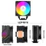 upHere N1055CF CPU Cooler Dynamic Rainbow LED,5 Copper Heat Pipes,120mm PWM Fan, Aluminum Fins for AMD Ryzen/Intel