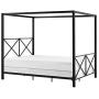DHP Rosedale Metal 4 Poster Canopy Bed with Crisscross Headboard and Footboard - Queen (Black)