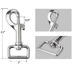 Zelta 4 PCS Swivel Snap Hooks for Dog Leash Keychain, Pet Buckle Clips 3.1 x 1 Inch (Silver)