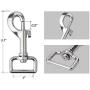 Zelta 4 PCS Swivel Snap Hooks for Dog Leash Keychain, Pet Buckle Clips 3.1 x 1 Inch (Silver)