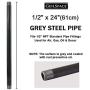 GeilSpace 6 Pack 1/2'' × 24'' Heavy Duty Pre-Cut Grey Metal Pipe, Industrial Steel Fits Standard Half Inch Threaded Pipes and Fittings - Vintage DIY Industrial Shelving (1/2'' × 24'', Grey)