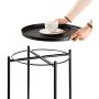 danpinera End Table, Side Table Metal Waterproof Small Coffee Table Sofa Side Table with Round Removable Tray for Living Room Bedroom Balcony and Office (Black)