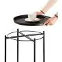 CERBIOR Tray End Table, Round Metal Tray Table Side Sofa Table Anti-Rust and Waterproof Outdoor & Indoor Snack Table Accent Coffee Table Black