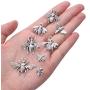 72 Pieces Assorted Antique Silver Honey Bee Charms Metal Fly Insect Charms Pendants Craft Supplies for Jewelry Making, 8 Styles