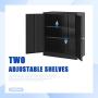 INTERGREAT Locking Metal Storage Cabinet with Doors, Lockable Steel Storage Cabinet with Lock and Shelves, Heavy Duty Metal Cabinet for Office, Garage, Home, Shop, Basement (Black)