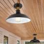 Semi Flush Mount Ceiling Light 12-inch Farmhouse Metal Rustic Lighting Fixture, Antique Brass Mount & Rich-Oil Rubbed Bronze Finish, Industrial Pendant Lights Fixtures for Indoor Outdoor 2Pack