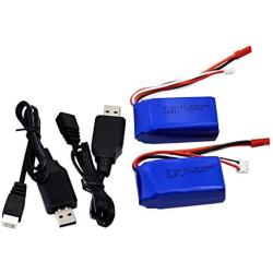 Blomiky 2 Pack 7.4V 1100mAh Li-ion-Po Battery with JST Plug for Wltoys A949 A959 A969 A979 A320 A321 RC Truck Cars and K929 RC Helicopter Airplane A959 Battery 2