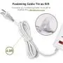 SUPERDANNY Mountable Surge Protector Power Strip with USB 5 Outlets 3 USB Ports Extension Cord with A Hook & Loop Fastener, for iPhone iPad Tablet PC Home Office Travel White