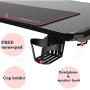 AuAg 47'' Gaming Style Desk Computer Home Office Desk Student Table PC Desk with Cup Holder & Headphone Hook Powerful Cabling Management PC Desk with Colorful RGB Lights