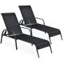 Giantex 2 Pcs Outdoor Chaise Lounge Chair, Adjustable Reclining Lounge Chairs Patio Furniture, Backyard Lawn Sling Chaise w/Adjustable Back, Folding Recliners for Beach Yard Pool (Black) Giantex 2 Pcs Outdoor Chaise Lounge Chair, Adjustable Reclining Lounge Chairs Patio Furniture, Backyard Lawn Sling Chaise w/Adjustable Back, Folding Recliners for Beach Yard Pool (Black)