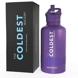 The Coldest Water Bottle - 64 oz Sports Wide Mouth Hot Cold, Modern Double Walled, Simple Thermo Mug, Hydro Metal Canteen Cold 36+ Hrs (Purple, 64 oz Wide Mouth)