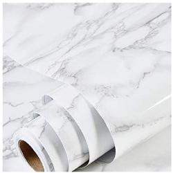 Marble Paper Granite Gray/White Wallpaper Roll (24'' x 118'') Kitchen Countertop Cabinet Furniture is Renovated Thick PVC Easy to Remove Without Leaving Glue Upgrade