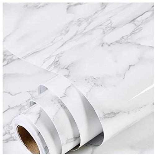 Marble Paper Granite Gray/White Wallpaper Roll (24'' x 118'') Kitchen Countertop Cabinet Furniture is Renovated Thick PVC Easy to Remove Without Leaving Glue Upgrade