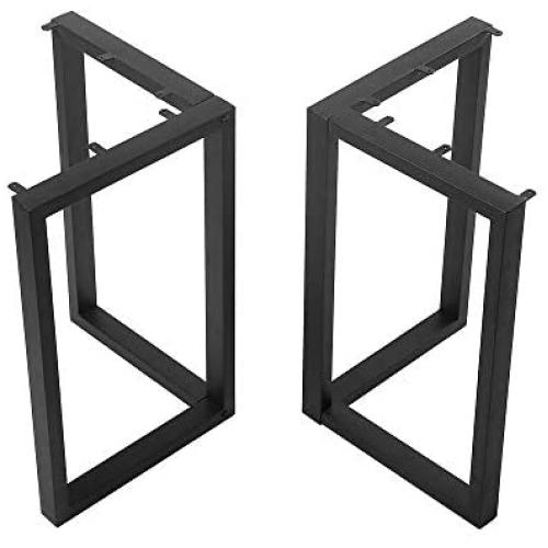 Black Cast Iron Coffee Table Legs,Metal Furniture Legs 2 Pcs(H28”xW24”),Industrial Dining Table Legs,Rustic Duty Square Tube Desk Legs,Metal Legs for DIY Coffee Table Furniture Bench