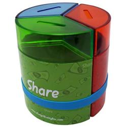 Save Spend Share Money Jar | Three-Part Money Tin Teaches Kids Financial Management - Deposit Coins and Bills