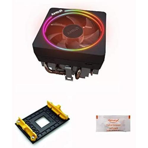 AMD Wraith Prism RGB LED Lighting Socket AM4 4-Pin Connector CPU Cooler with Copper Core Base & Aluminum Heatsink and 4.13-Inch Fan with Thermal Paste for Desktop PC Computer