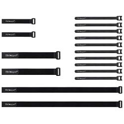 Wisdompro 16 Pack Mixed Size Hook and Loop Reusable Fastening Cable Straps Tie Reusable, Durable Functional Ties to Keep Your Home, Office, Workspace from Tangled Messes of Cords