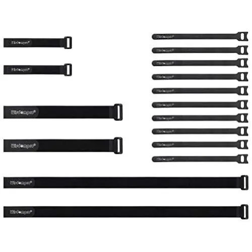 Wisdompro 16 Pack Mixed Size Hook and Loop Reusable Fastening Cable Straps Tie Reusable, Durable Functional Ties to Keep Your Home, Office, Workspace from Tangled Messes of Cords