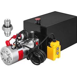 Mophorn Single Acting Hydraulic Pump 12V DC Hydraulic Power Unit 3.75 Gallon Dump Trailer Pump Steel Hydraulic Power Unit (Steel, 15 Quart/Single Acting)