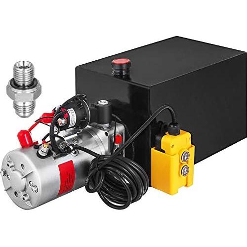 Mophorn Single Acting Hydraulic Pump 12V DC Hydraulic Power Unit 3.75 Gallon Dump Trailer Pump Steel Hydraulic Power Unit (Steel, 15 Quart/Single Acting)