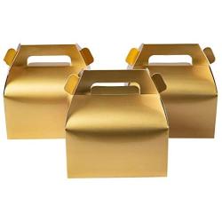 50-Pack Gable Metallic Gold Candy Treat Boxes,Small Goodie Gift Boxes for Wedding and Birthday Party Favors Box 6.2 x 3.5 x 3.5 inch