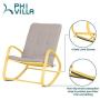 PHI VILLA Outdoor Patio Metal Rocking Chair, Padded Modern Rocker Chairs with Cushion, Support 301lbs for Porch, Deck, Balcony or Indoor Use (1PCS, Yellow)