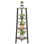 VASAGLE Industrial Corner Shelf, 4-Tier Bookcase, Storage Rack, Plant Stand for Home Office, Wood Look Accent Furniture with Metal Frame, Rustic Brown ULLS34X