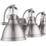 Emliviar 3-Light Bathroom Vanity Light Fixture, Brushed Nickel Finish with Metal Shade, 4054S