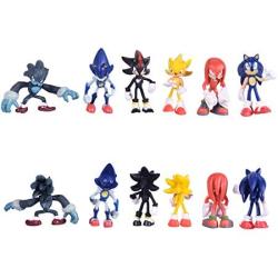 Max Fun Set of 6pcs Sonic The Hedgehog Action Figures, 5-7cm Tall Cake Toppers-Sonic, Shadow, Werehog, Metal Sonic, Knuckles & Super Sonic