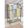 mDesign Large Freestanding Towel Rack Holder with Storage Shelf - 3 Tier Metal Organizer for Bath & Hand Towels, Washcloths, Bathroom Accessories - Bronze/Warm Brown