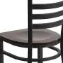 Flash Furniture HERCULES Series Black Ladder Back Metal Restaurant Chair - Walnut Wood Seat