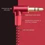 Audio Cable,CableCreation [2-Pack 3FT] 3.5mm 90 Degree Male to Male Jack HiFi Cable with Silver-Plating Copper Core,24KGold Plated, Red