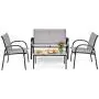 Tangkula 4 Piece Patio Furniture Outdoor Sofa Garden Lawn Sectional Conversation Set Outdoor Garden Poolside Glass Top Tea Coffee Table and Chairs with Smooth Armrest (Gray) Tangkula 4 Piece Patio Furniture Outdoor Sofa Garden Lawn Sectional Conversation Set Outdoor Garden Poolside Glass Top Tea Coffee Table and Chairs with Smooth Armrest (Gray)