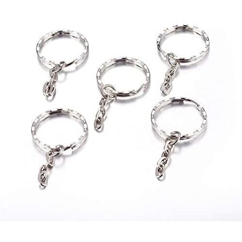 Airssory 1000PCS 0.98 Inch(25mm) Metal Split Key Ring with Chain Platinum Color Key Ring Keychain Ring Parts Open Jump Ring and Connector Accessories for DIY