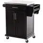 HOMCOM Wood Stainless Steel Multi- Storage Rolling Kitchen Island Utility Cart with Wheels - Black HOMCOM Wood Stainless Steel Multi- Storage Rolling Kitchen Island Utility Cart with Wheels - Black