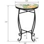 VINGLI Mosaic Accent Table, 14'' Round Side Table,End Table, Plant Stand Decor for Patio Porch Beach Theme Balcony Deck Pool Indoor Outdoor Coffee, Metal Cobalt Glass Top Black Iron(Sweet Pineapple)