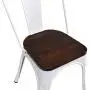 COSTWAY Tolix Style Dining Chairs Industrial Metal Stackable Cafe Side Chair w/Wood Seat Set of 4 (White and Brown)