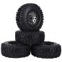 4pcs RC Hub Wheel Rim and Tires, Universal 2.2 Inch Metal Wheel Hub Crawler Rubber Tire RC Car Accessory (Titanium)