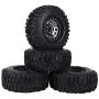 4pcs RC Hub Wheel Rim and Tires, Universal 2.2 Inch Metal Wheel Hub Crawler Rubber Tire RC Car Accessory (Titanium)