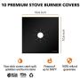 10 pack, gas stove protector, stove burner liners, stovetop range protectors, set top burner covers black, size 10.6” x 10.6”  non stick reusable cover easy to clean, double thickness