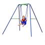 DRM 2 in 1 Active Outdoor Swing Set with 2 Seats Metal Toddler Swing Set Singe Swing/Baby Swing for Kids, Baby, Blue