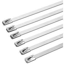 InfiBEST 100Pcs, 13 Sizes,Stainless Steel Exhaust Wrap multifunctional Locking Cable Metal Zip Ties,Perfect for Automotive Parts, Home Repair, Computer Repair and Outdoor Applications