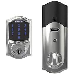 Schlage BE469ZP CAM 625 Connect Smart Deadbolt With Alarm Inbuilt Camelot Trim In Bright Chrome